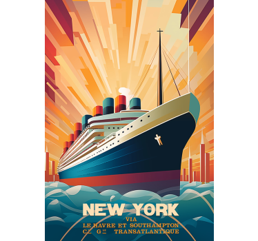 Nyt arbejdsskib Art Déco-plakat - TenStickers