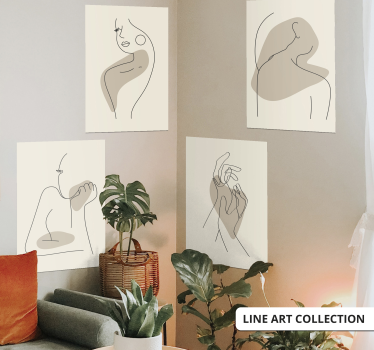 Abstrakt profil linje kunst plakat - TenStickers