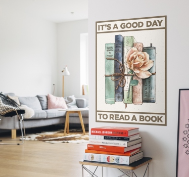 Bøger bundet med rose plakat - TenStickers