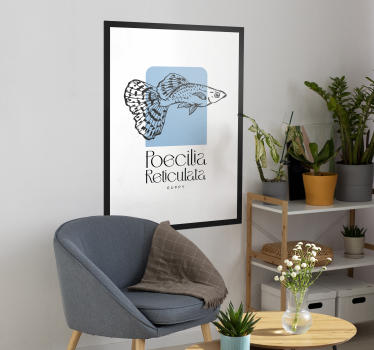 Guppyfisk minimalistisk plakat - TenStickers