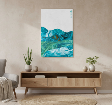 Plakat stue aquamarine kurver - TenStickers