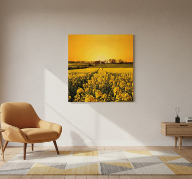Plakat stue gult blomsterfelt - TenStickers