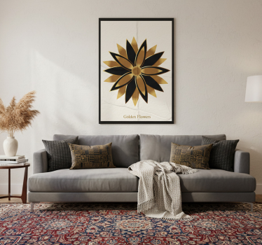 Plakat stue gyldne blomster - TenStickers
