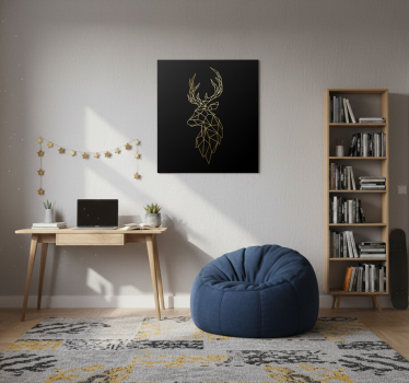 Plakat stue gyldne origami hjorte - TenStickers