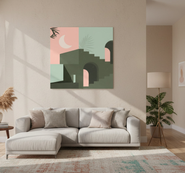 Plakat stue i pink og turkis vægkunst - TenStickers