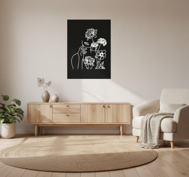 Plakat stue kvinde og solsikker minimalistisk design - TenStickers