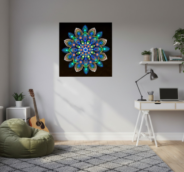 Plakat stue mandala farverige prikker - TenStickers
