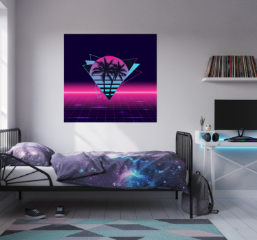 Plakat stue med vaporwave stil palme træ - TenStickers