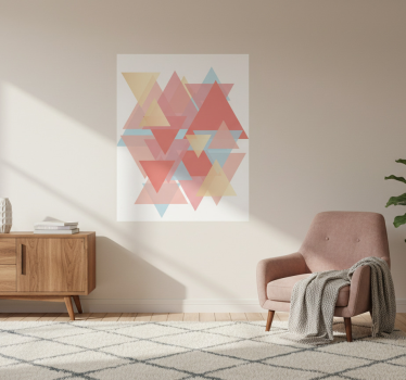 Plakat stue pink og gyldne vægkunst trekanter - TenStickers