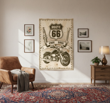 Plakat stue route 66 motorcykel - TenStickers
