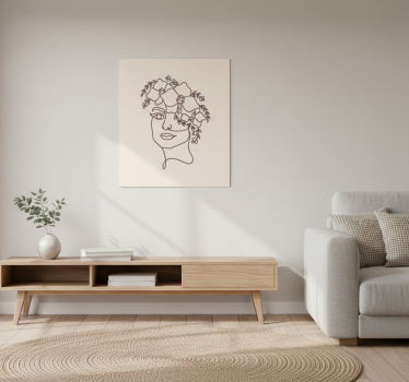 Plakat stue silhuet minimalistisk sød kvinde blomster - TenStickers