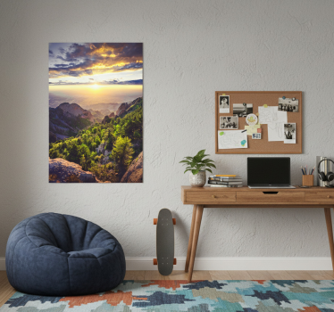 Plakat stue solopgang på bjerget - TenStickers