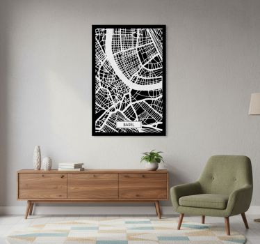 Plakat stue topografisk kort basel - TenStickers