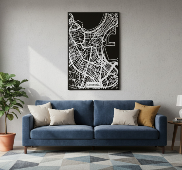 Plakat stue topografisk kort coruña - TenStickers