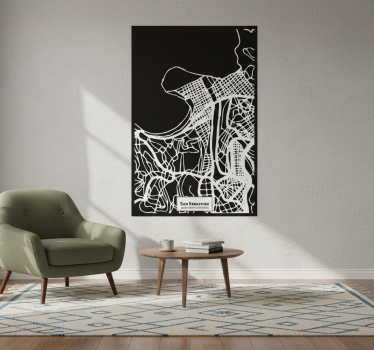 Plakat stue topografisk kort san sebastián - TenStickers