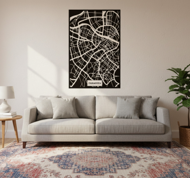 Plakat stue topografisk kort zaragoza - TenStickers