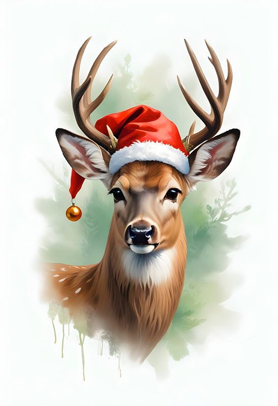 Juleplakat med julemandens rensdyr - TenStickers