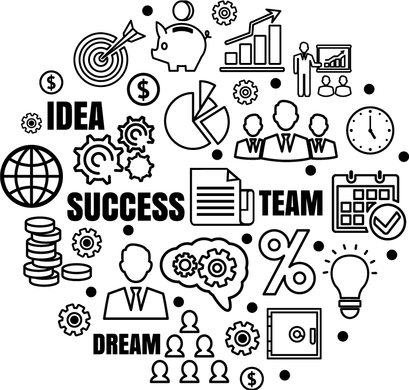 Kontor plakat med forretnings ideogram - TenStickers