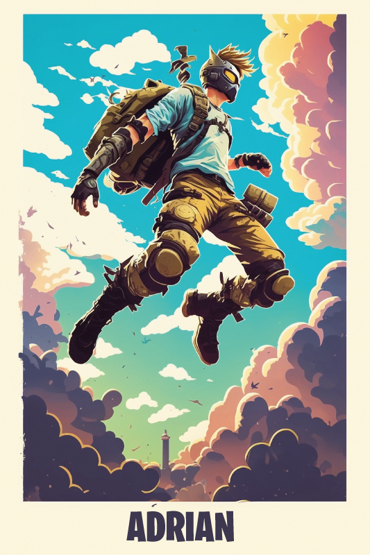 Plakat teenageværelse med episk figur og navn - TenStickers