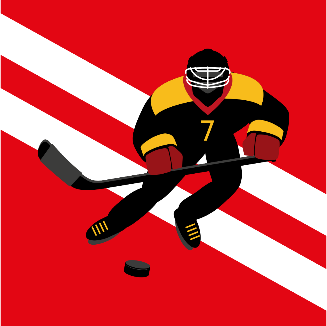 Plakat teenageværelse rød og gul ishockey - TenStickers