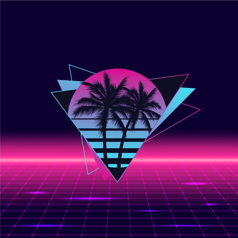 Plakat stue med vaporwave stil palme træ - TenStickers
