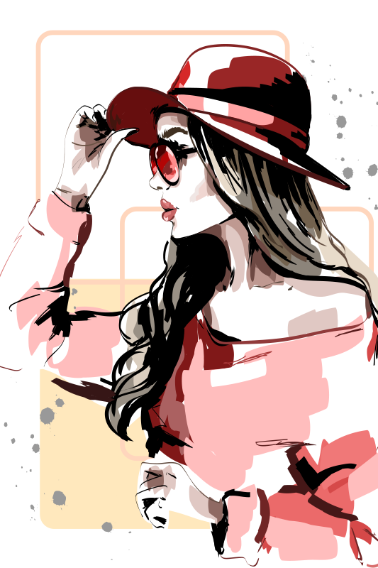 Plakat stue damer med hat - TenStickers