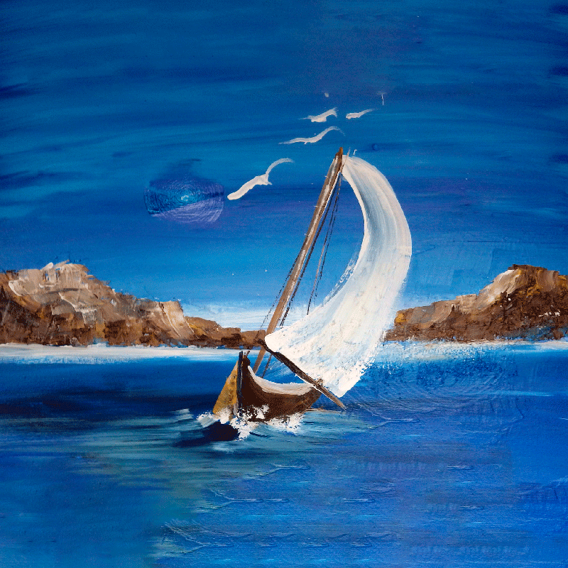 Plakat stue sejlbåde på lærred - TenStickers