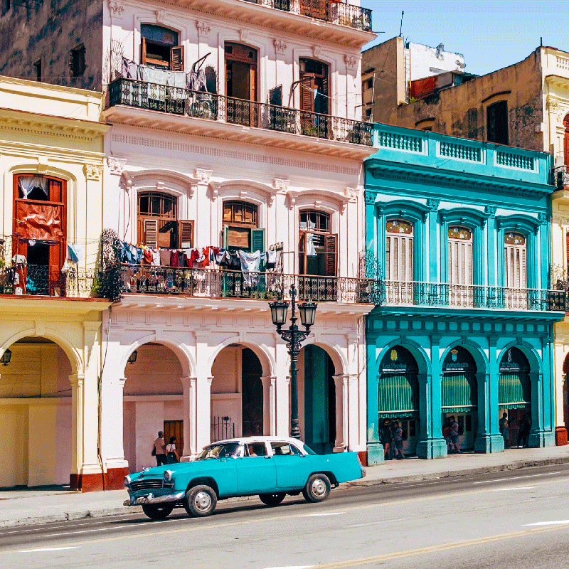 Plakat stue blå og lyserød gade og bil design - TenStickers