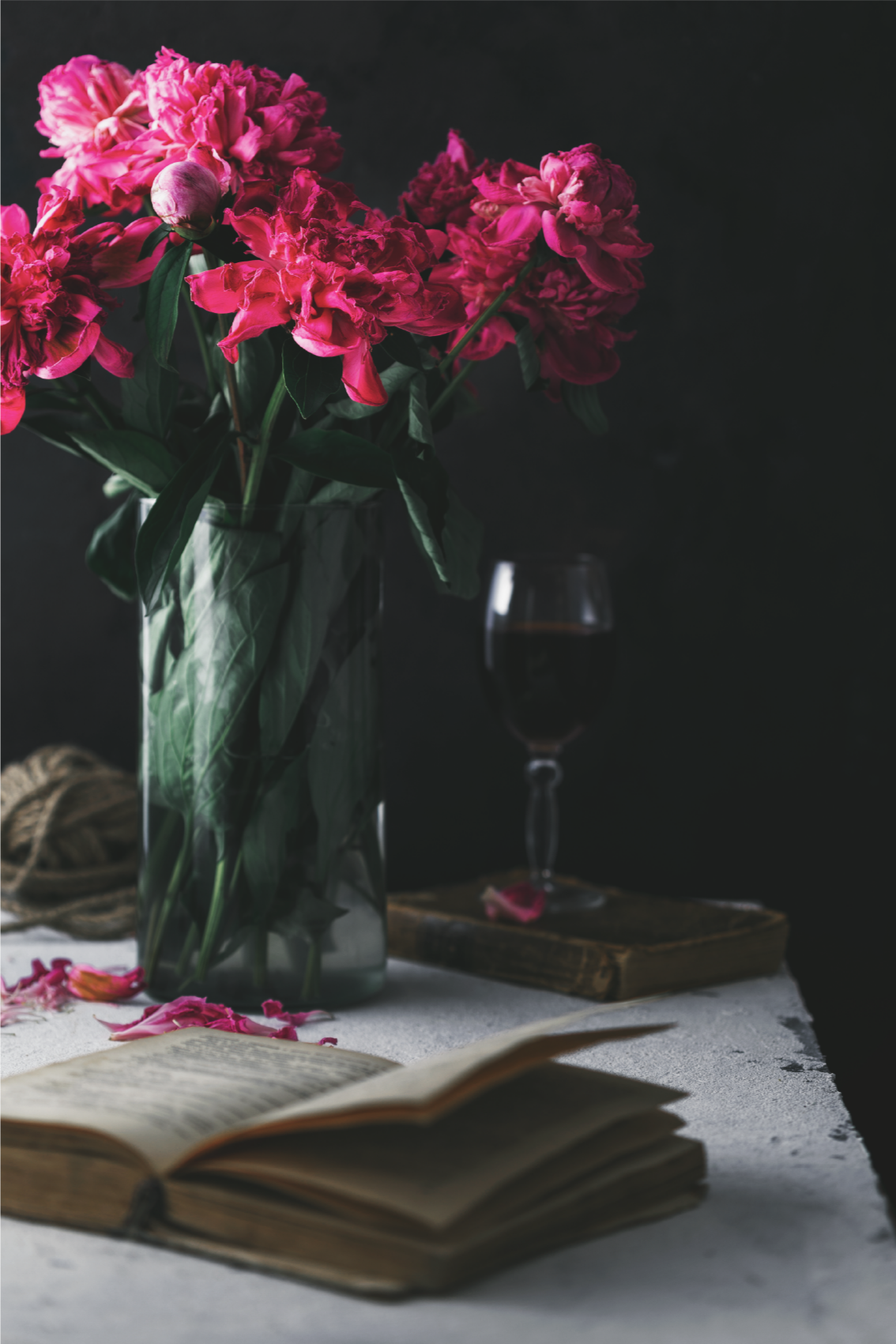 Plakat stue vin glas og vase - TenStickers