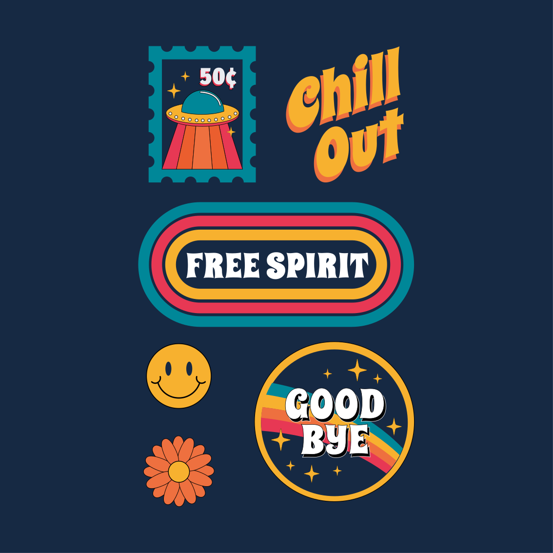 Plakat stue 70'er sjov og afslapning - TenStickers