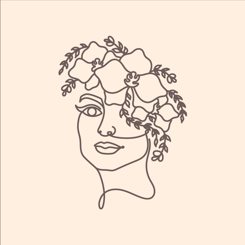 Plakat stue silhuet minimalistisk sød kvinde blomster - TenStickers