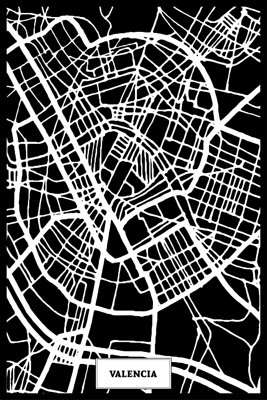 Plakat stue topografisk kort valencia - TenStickers