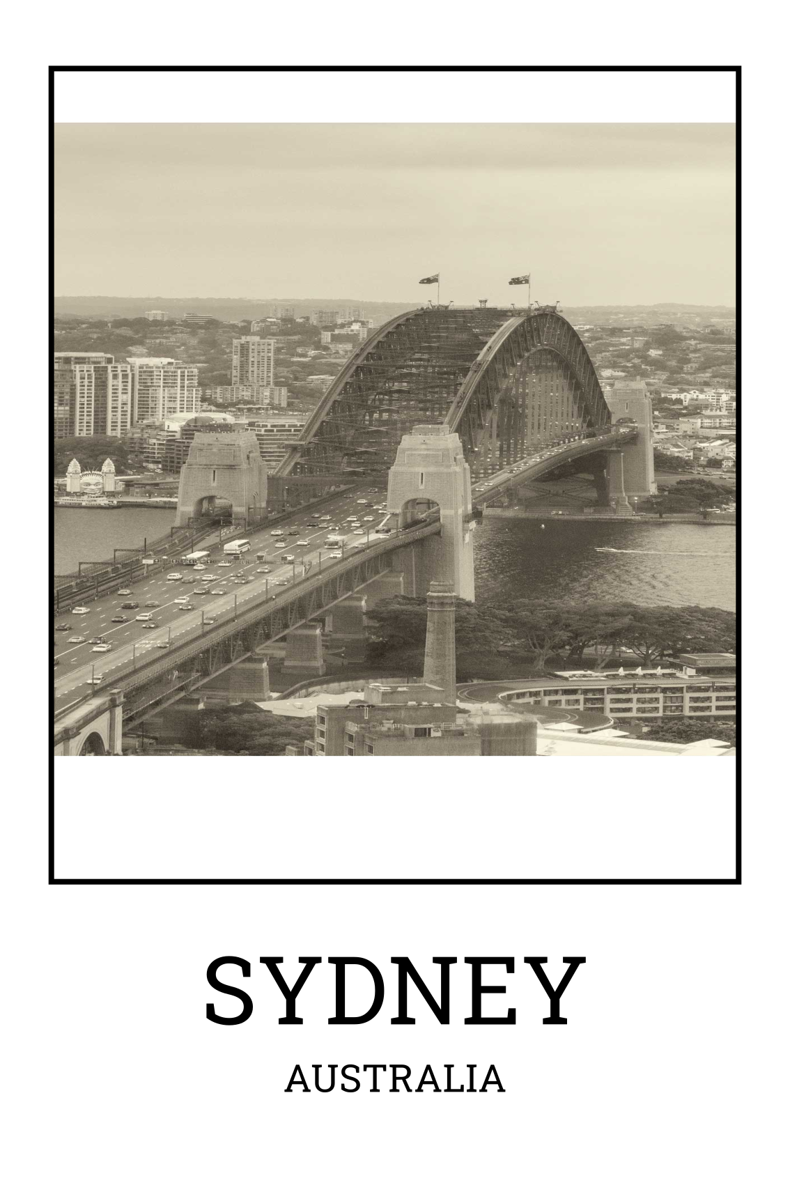 Plakat stue sydney sort og hvid - TenStickers