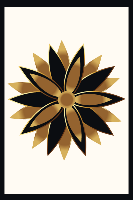 Plakat stue gyldne blomster - TenStickers