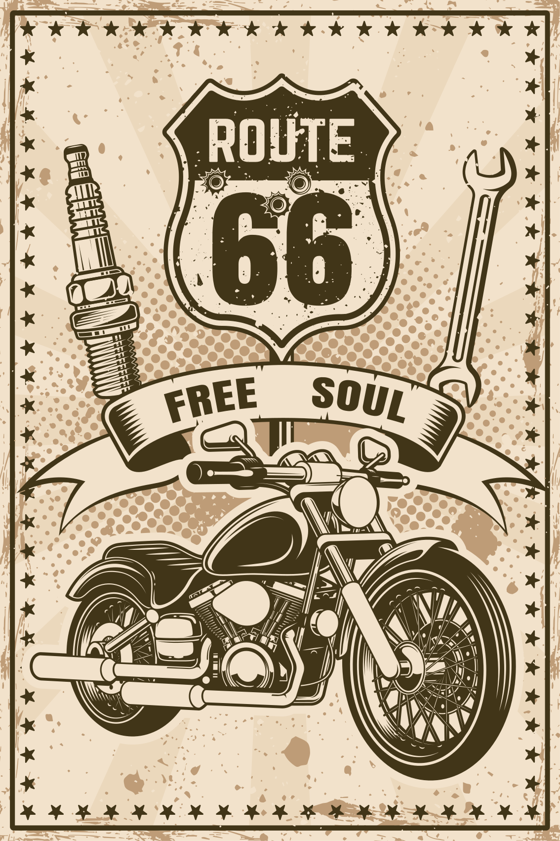 Plakat stue route 66 motorcykel - TenStickers