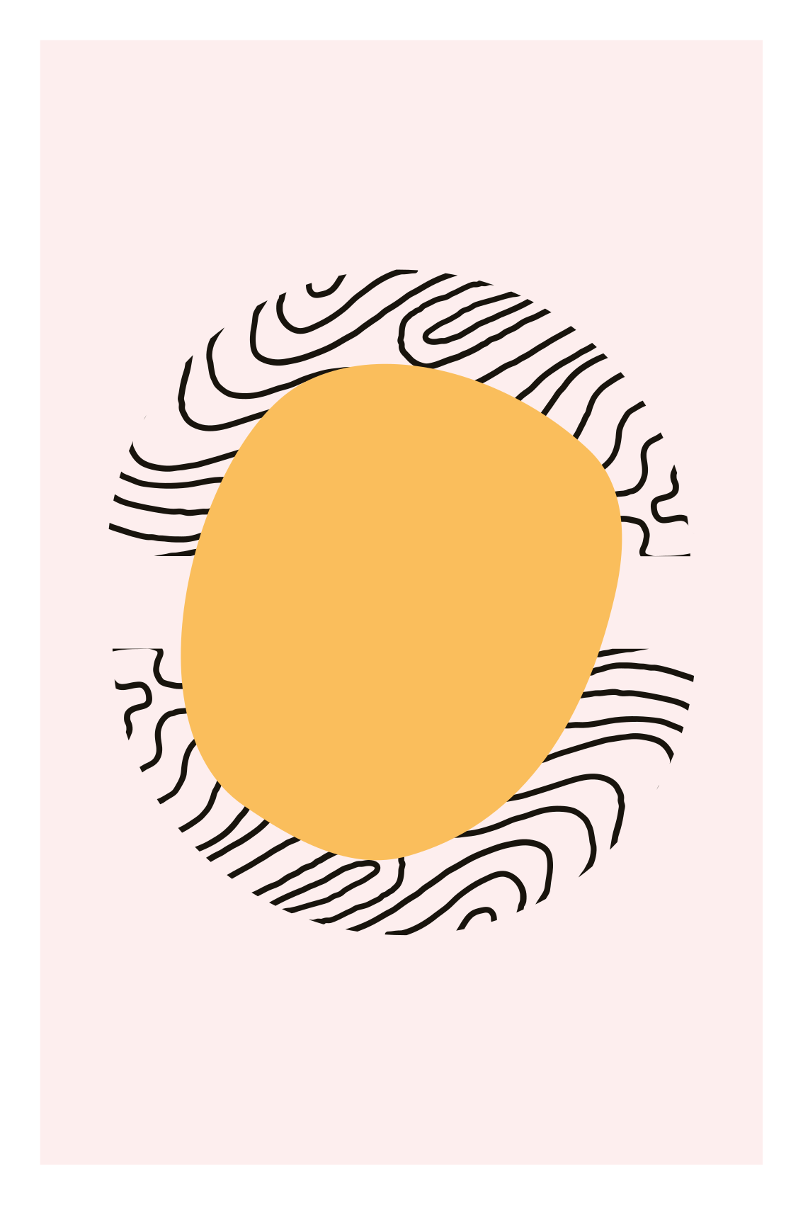 Plakat stue linjer og gul form - TenStickers