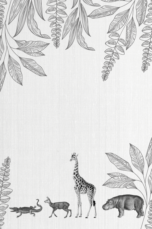 Børneværelse plakat med safari dyr og træer - TenStickers