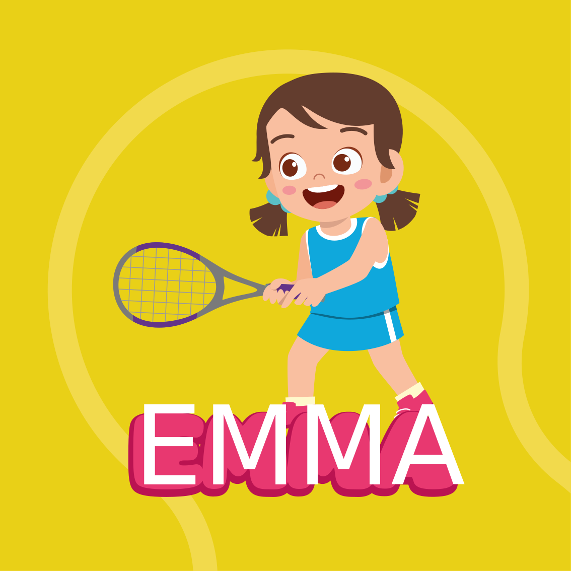 Børneværelse plakat pige tennis spiller med navn - TenStickers