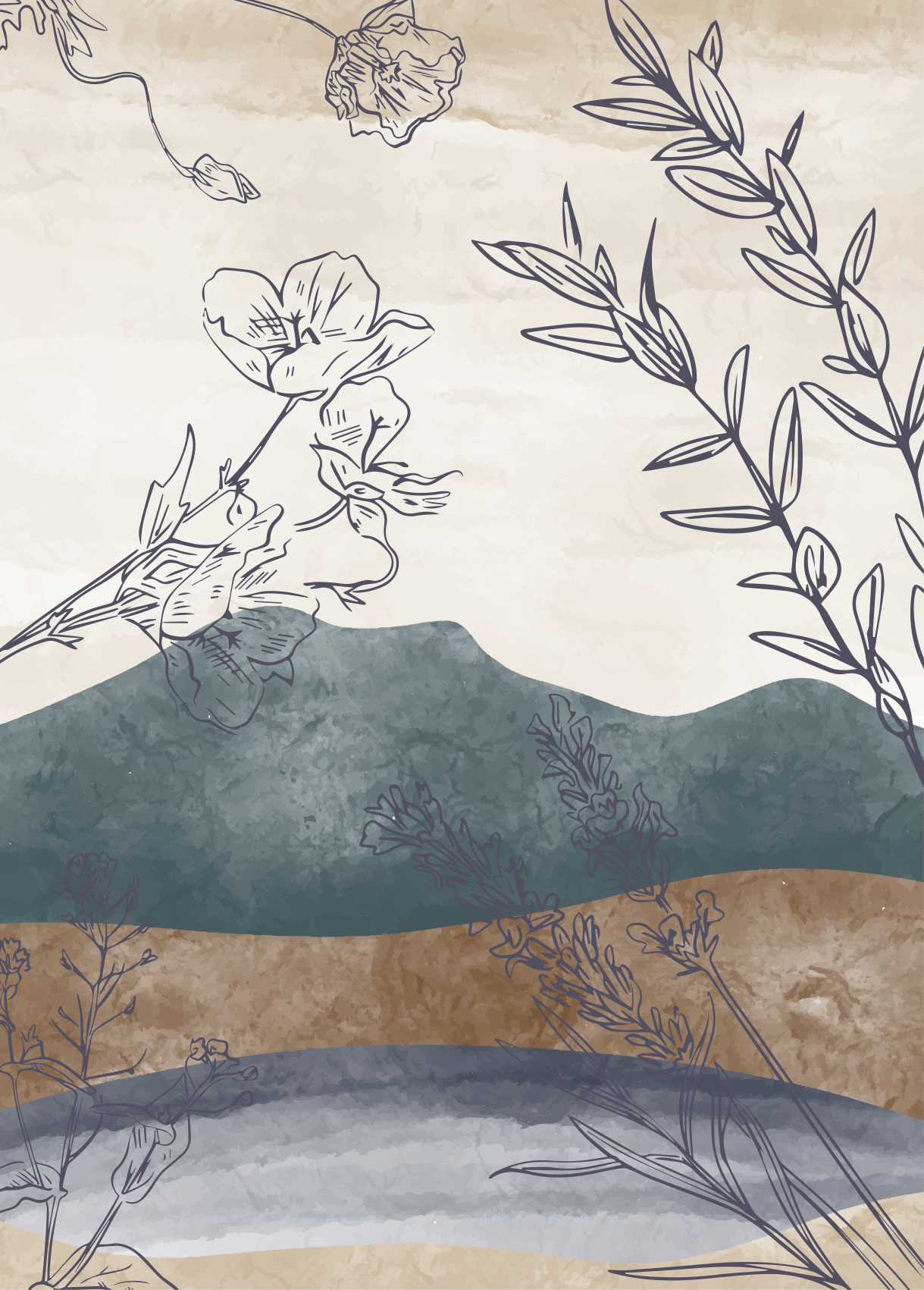 Plakat blomster og planter botanisk silhuet - TenStickers