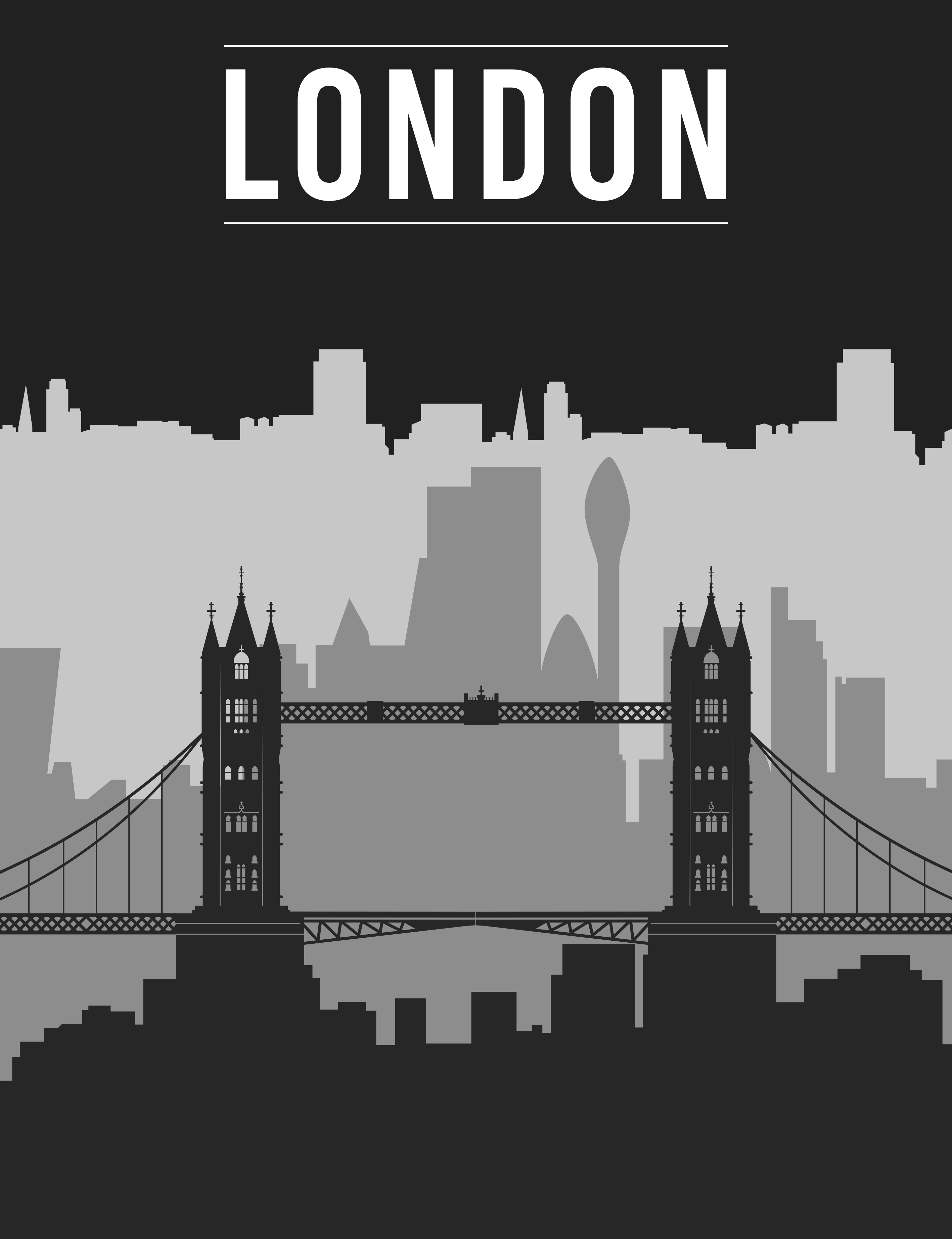 Citatplakat med sort og grå london skyline - TenStickers