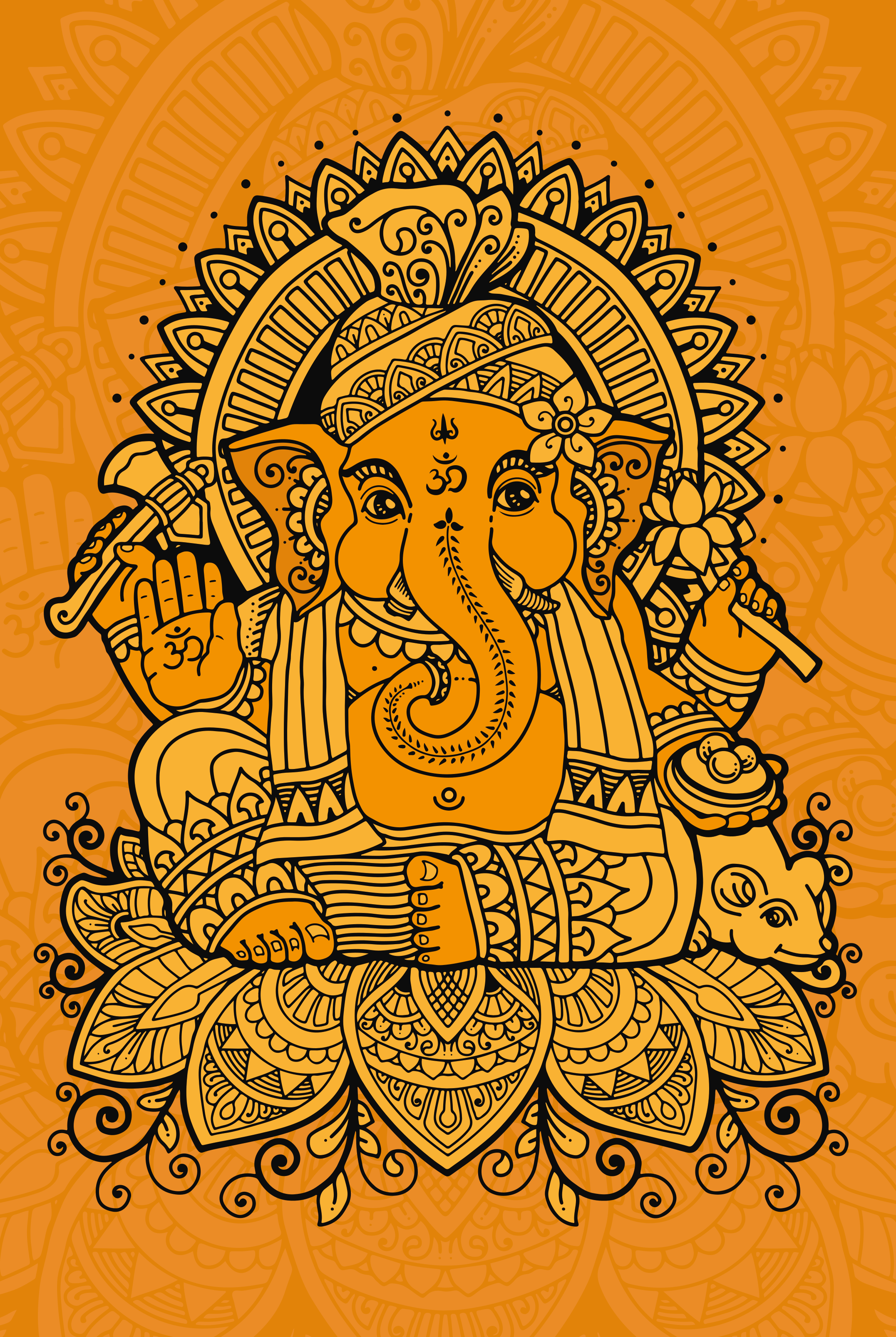 Zen plakat mandala med ganesha i centrum - TenStickers