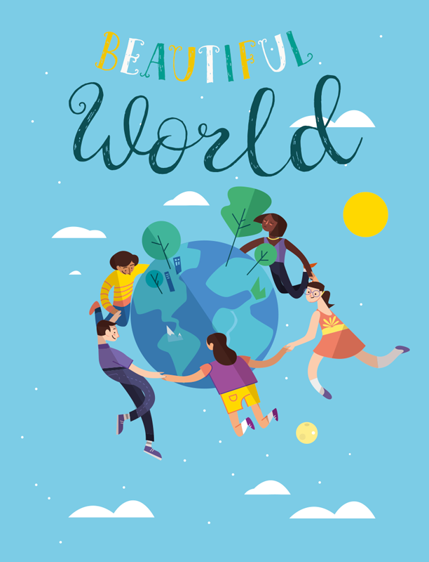 Verdenskort plakat harmonisk globus illustration - TenStickers