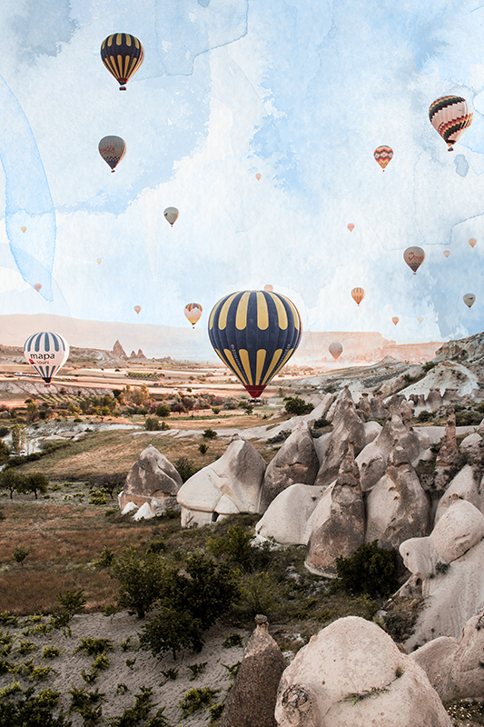 Plakat af byer og lande cappadocianske luftballoner - TenStickers
