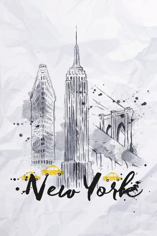 Plakat af byer og lande skyline new york - TenStickers