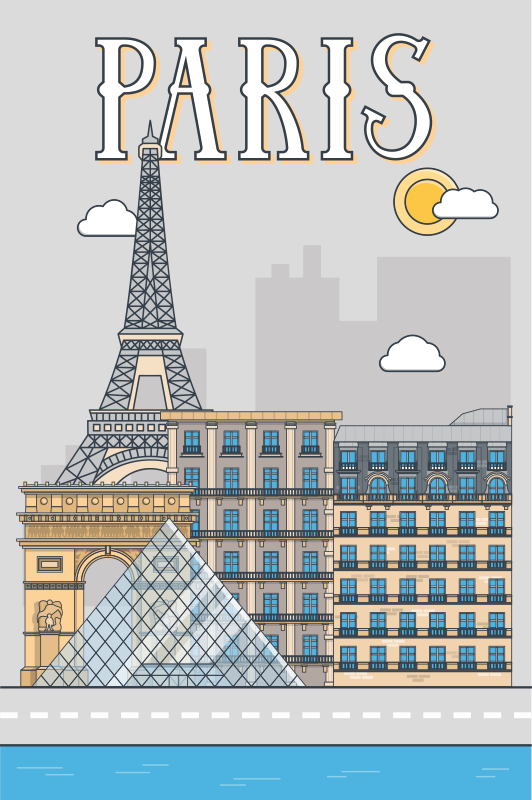 Plakat af byer og lande paris - TenStickers