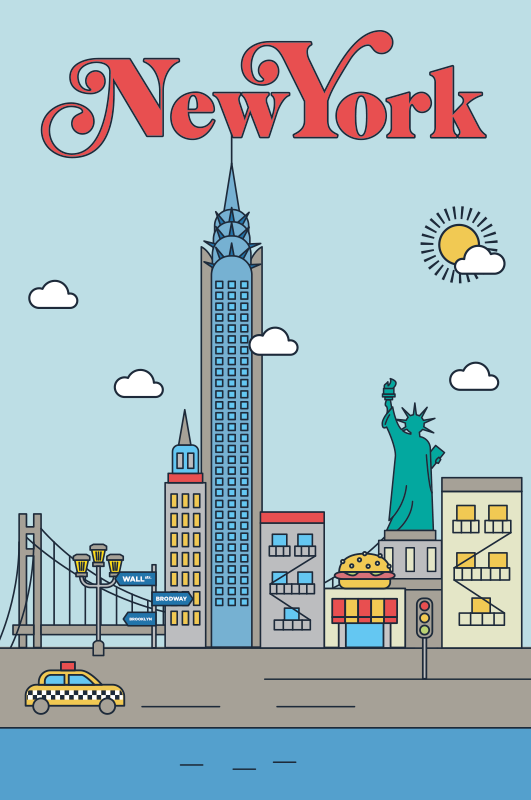 Plakat af byer og lande new york - TenStickers