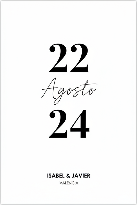 Plakat der kan tilpasses minimalistisk bryllupsdato - TenStickers