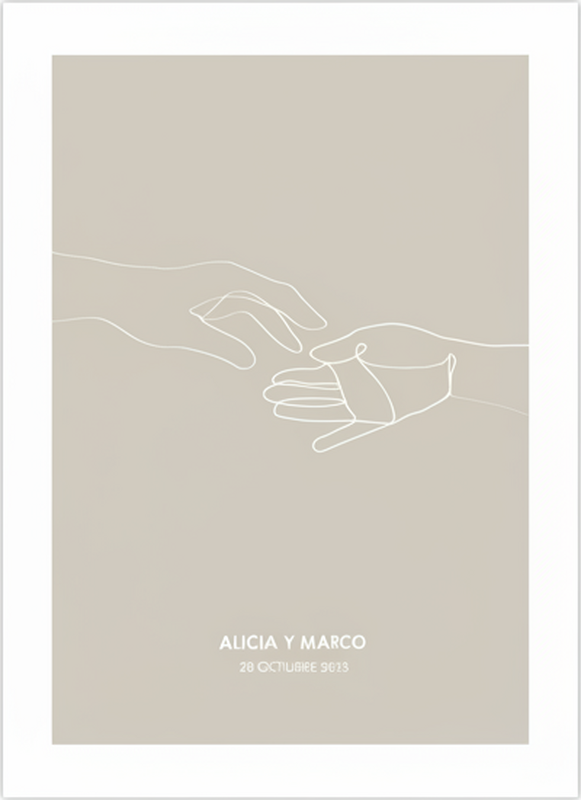 Plakat der kan tilpasses minimalistiske rækkehænder - TenStickers