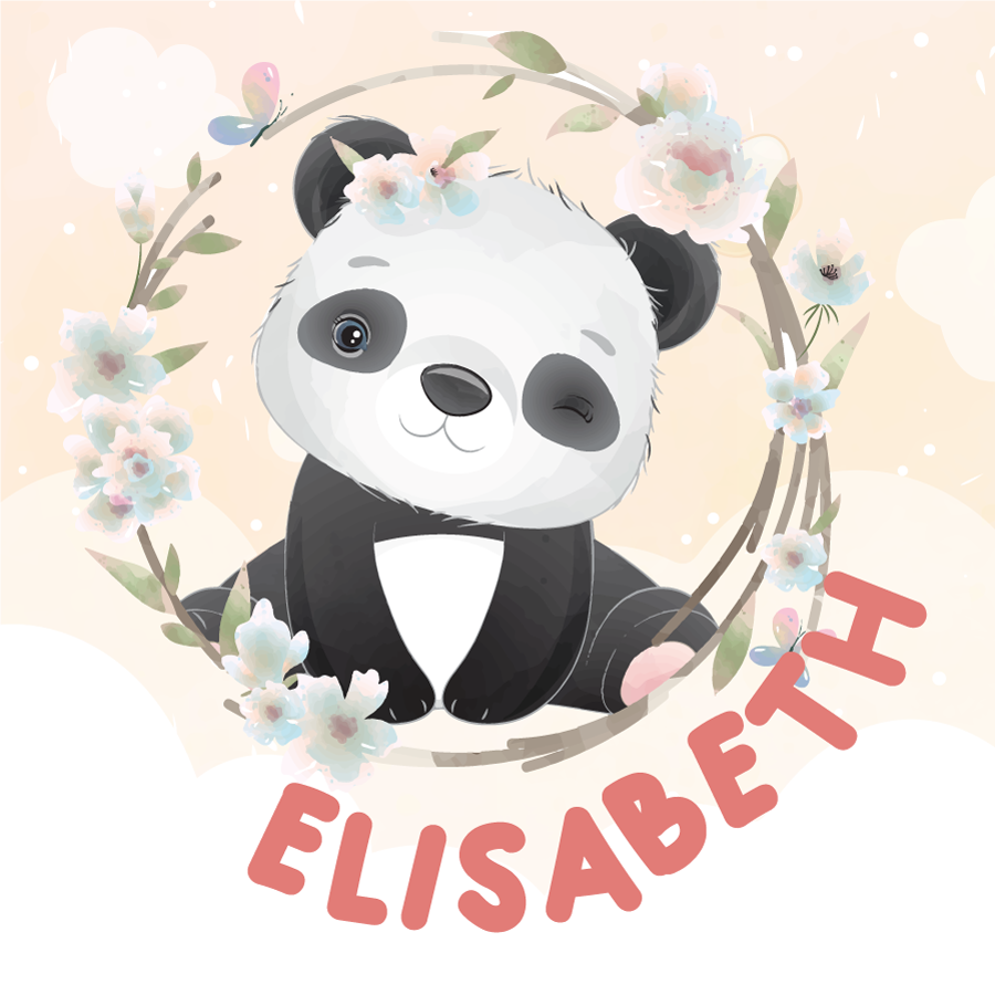 Plakat der kan tilpasses med sødt panda design - TenStickers