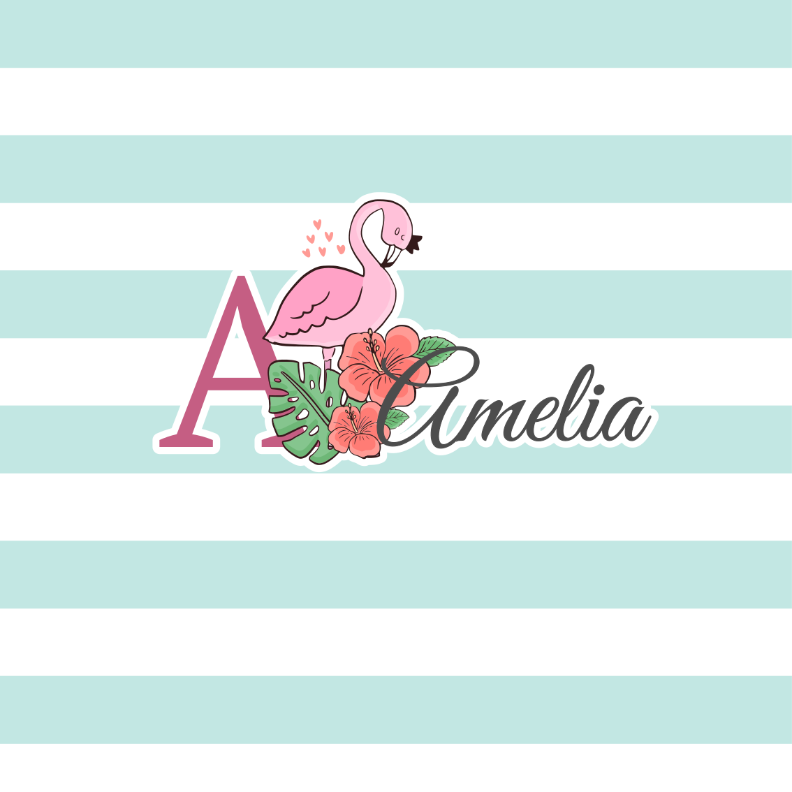 Plakat der kan tilpasses med personlig flamingodetalje - TenStickers